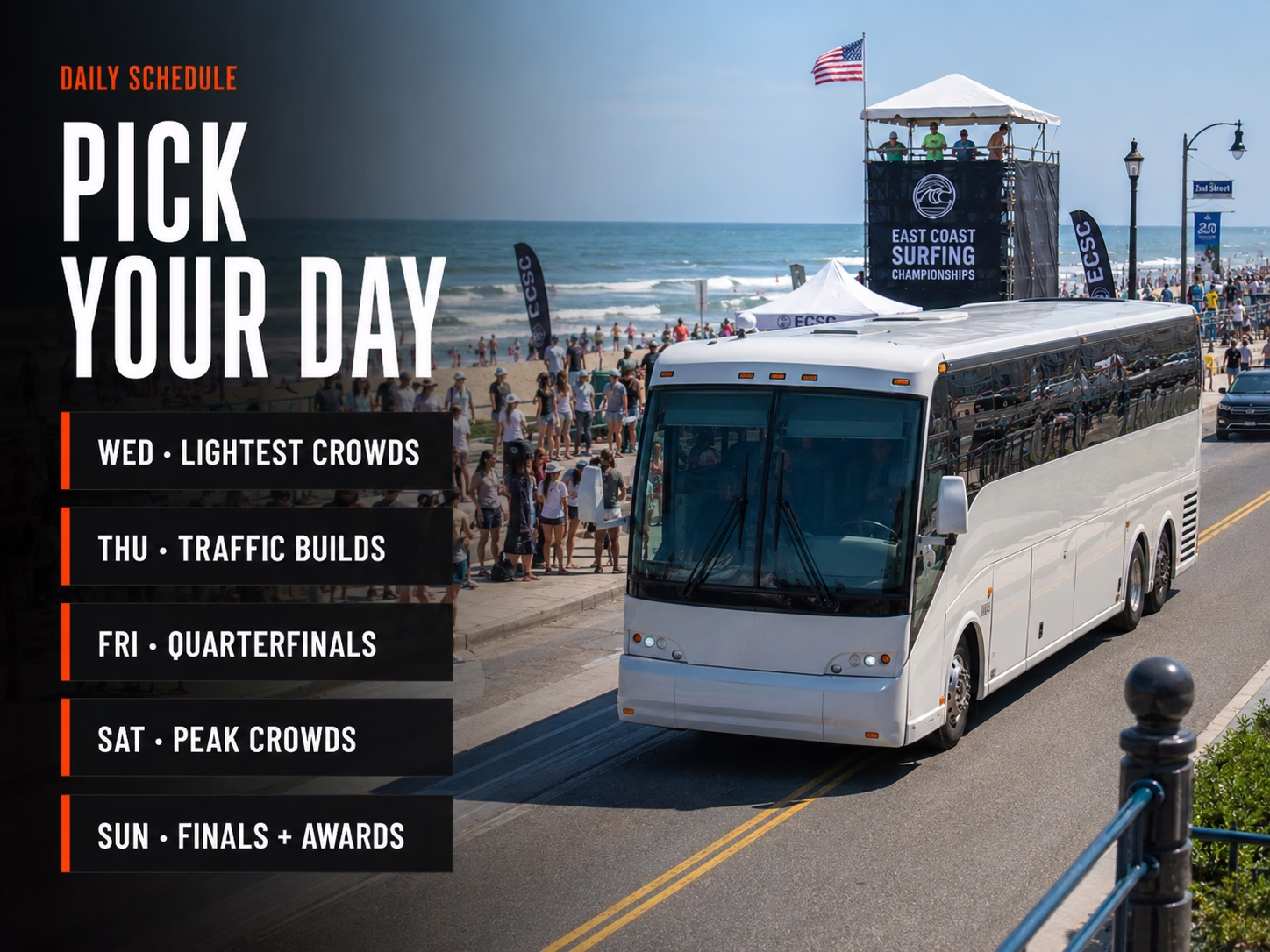 ECSC competition schedule and venue map at the Virginia Beach Oceanfront