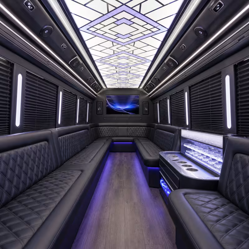 15 Passenger Party Bus Interior