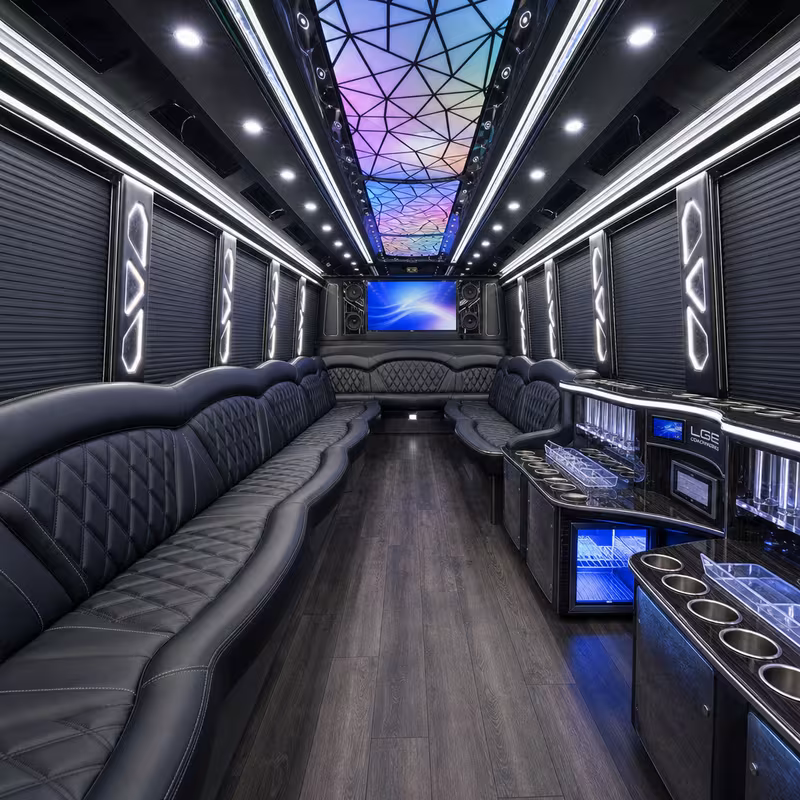 18 Passenger Party Bus Interior