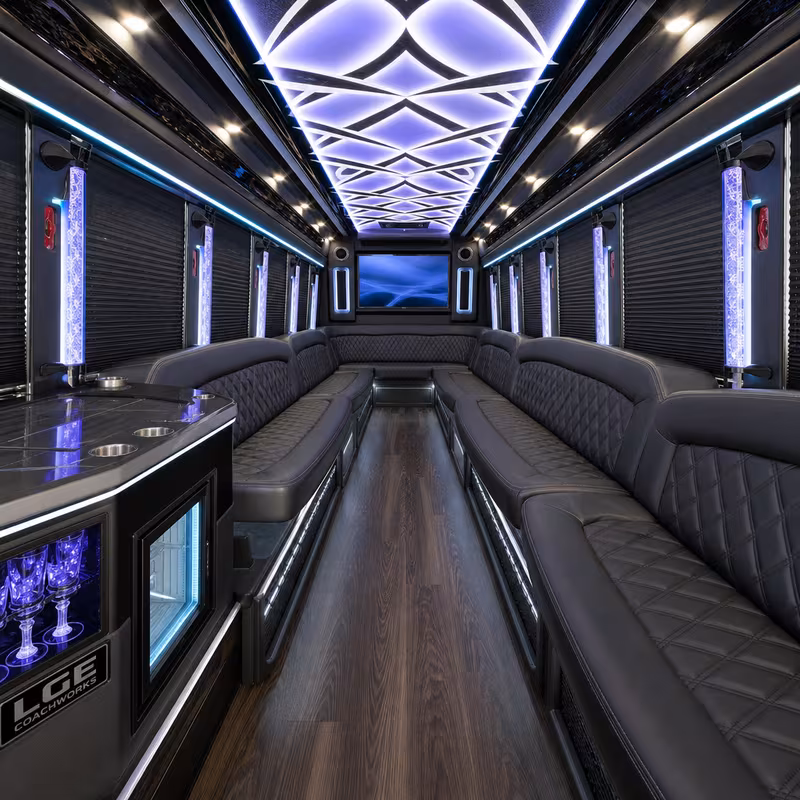 18 Passenger Party Bus Interior