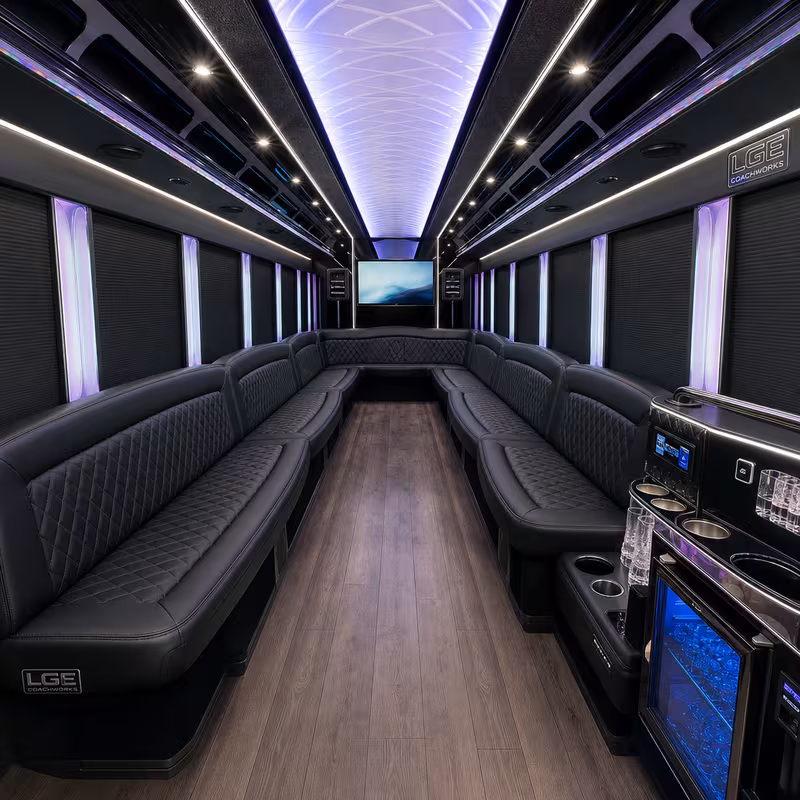 20 Passenger Party Bus Interior