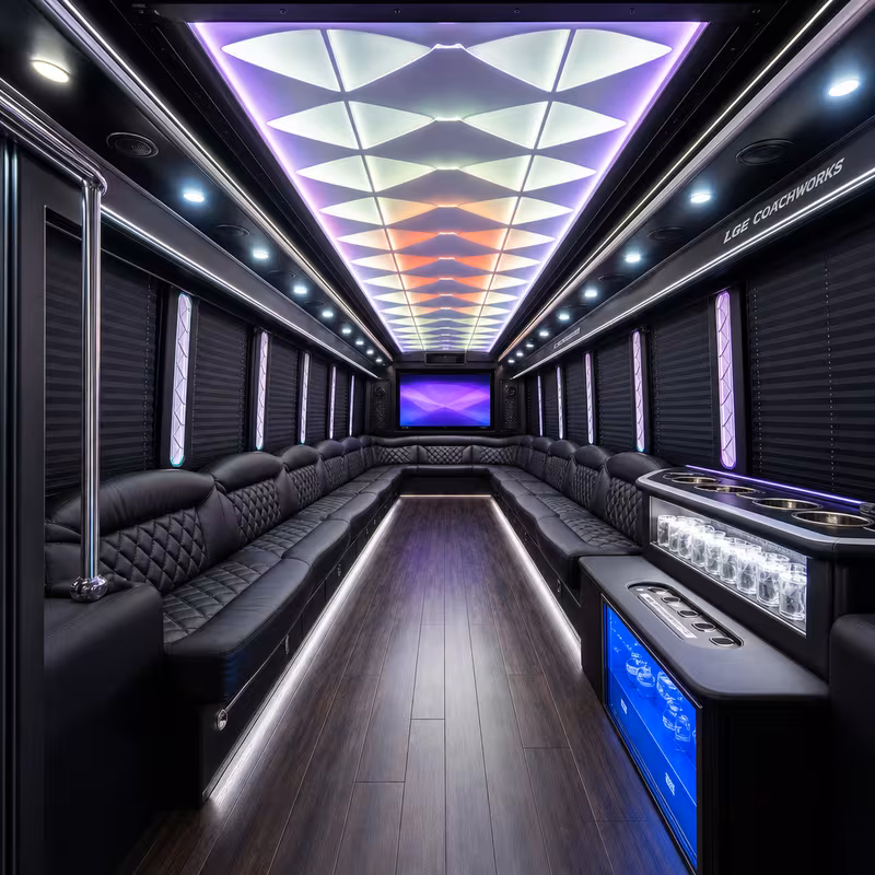 20 Passenger Party Bus Interior
