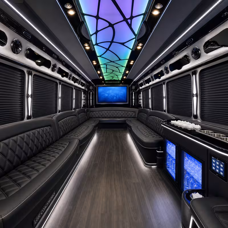 25 Passenger Party Bus Interior