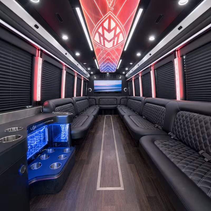 28 Passenger Party Bus Interior