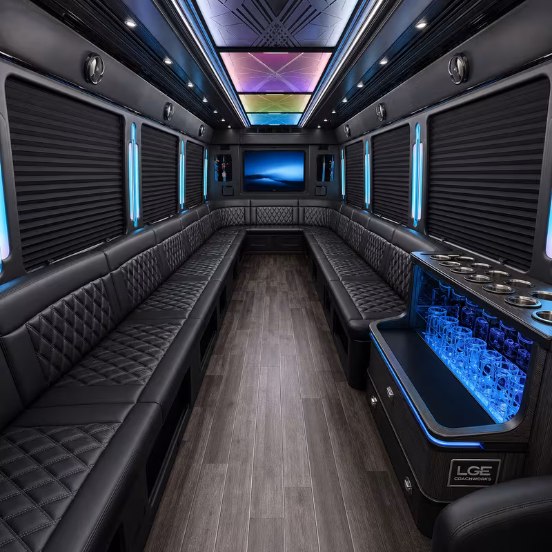 30 Passenger Party Bus Interior