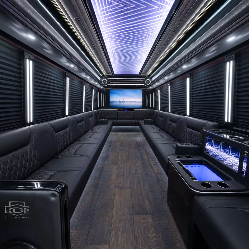 30 Passenger Party Bus Interior