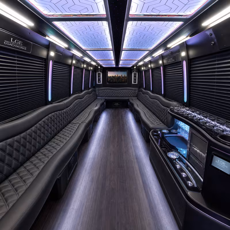 50 Passenger Party Bus Interior