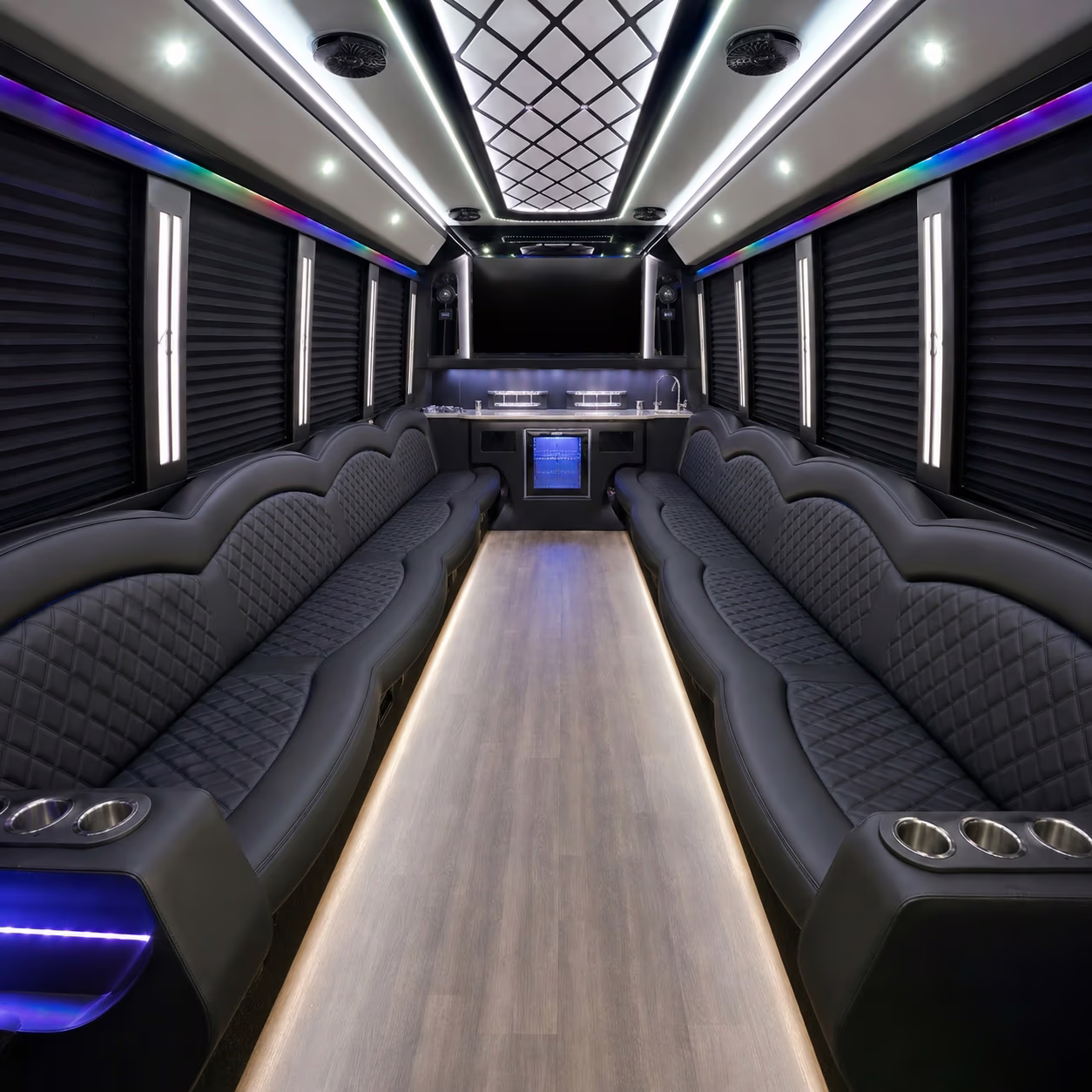 15 Passenger Party Bus Interior