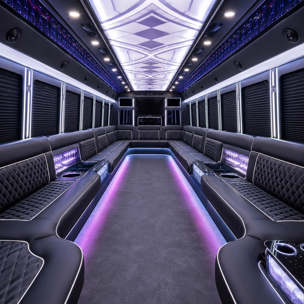 40 Passenger Party Bus Inside