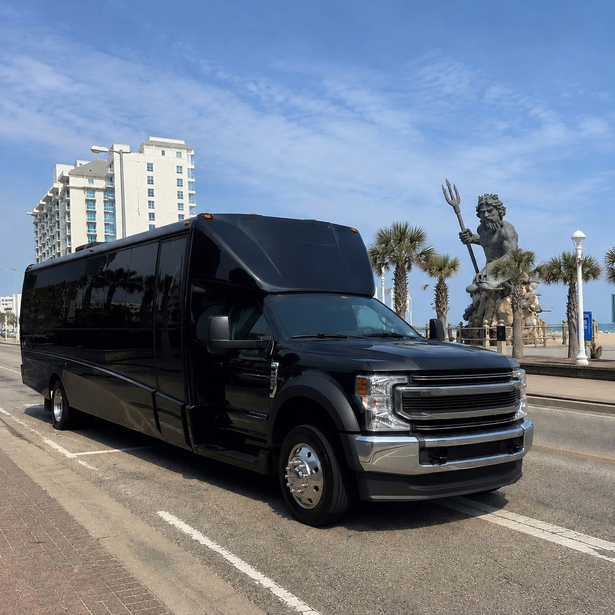 Party Bus Virginia Beach luxury party bus ready for a Virginia Beach group trip