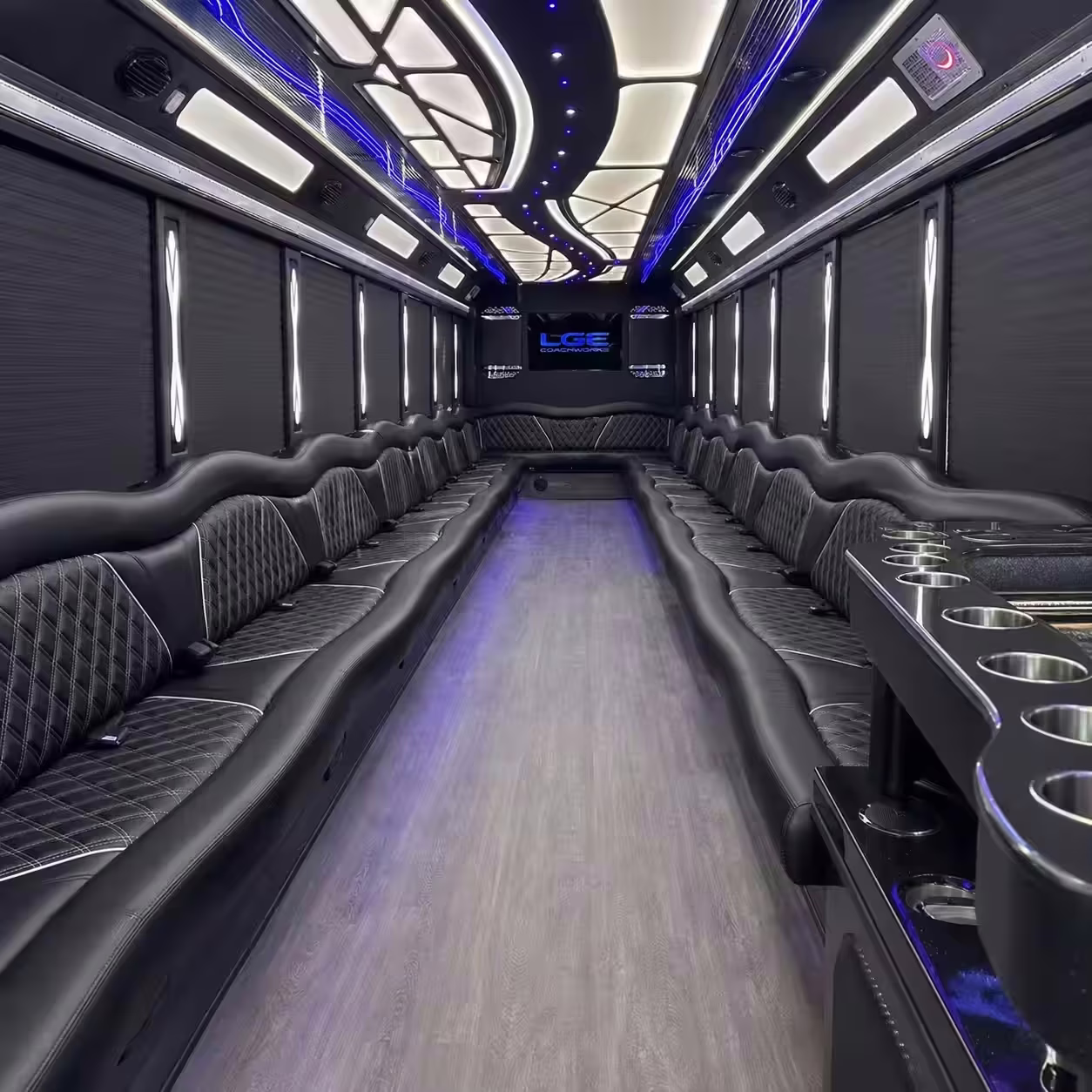 28 Passenger Party Bus Inside