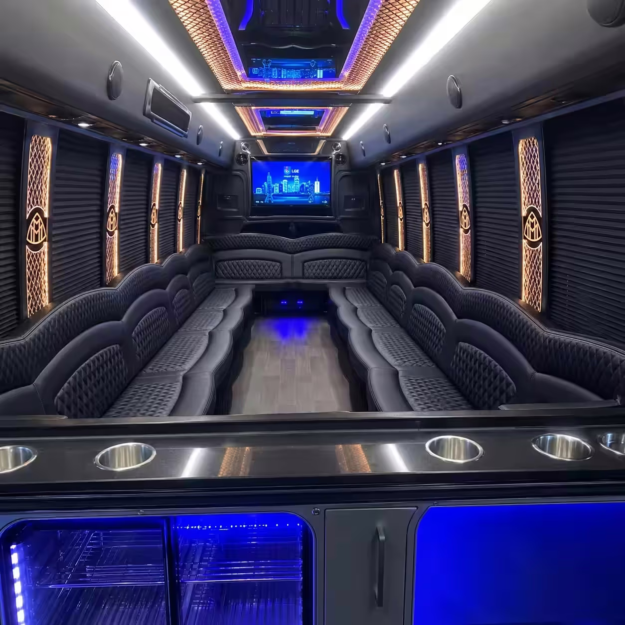 20 Passenger Party Bus Interior