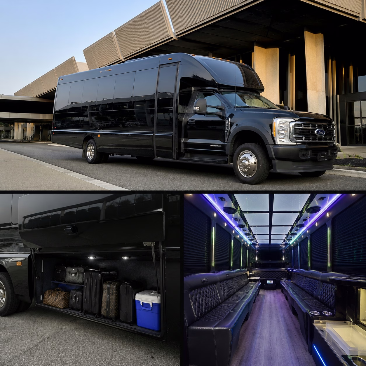 Airport transportation airport transportation party bus luggage bay in Hampton Roads