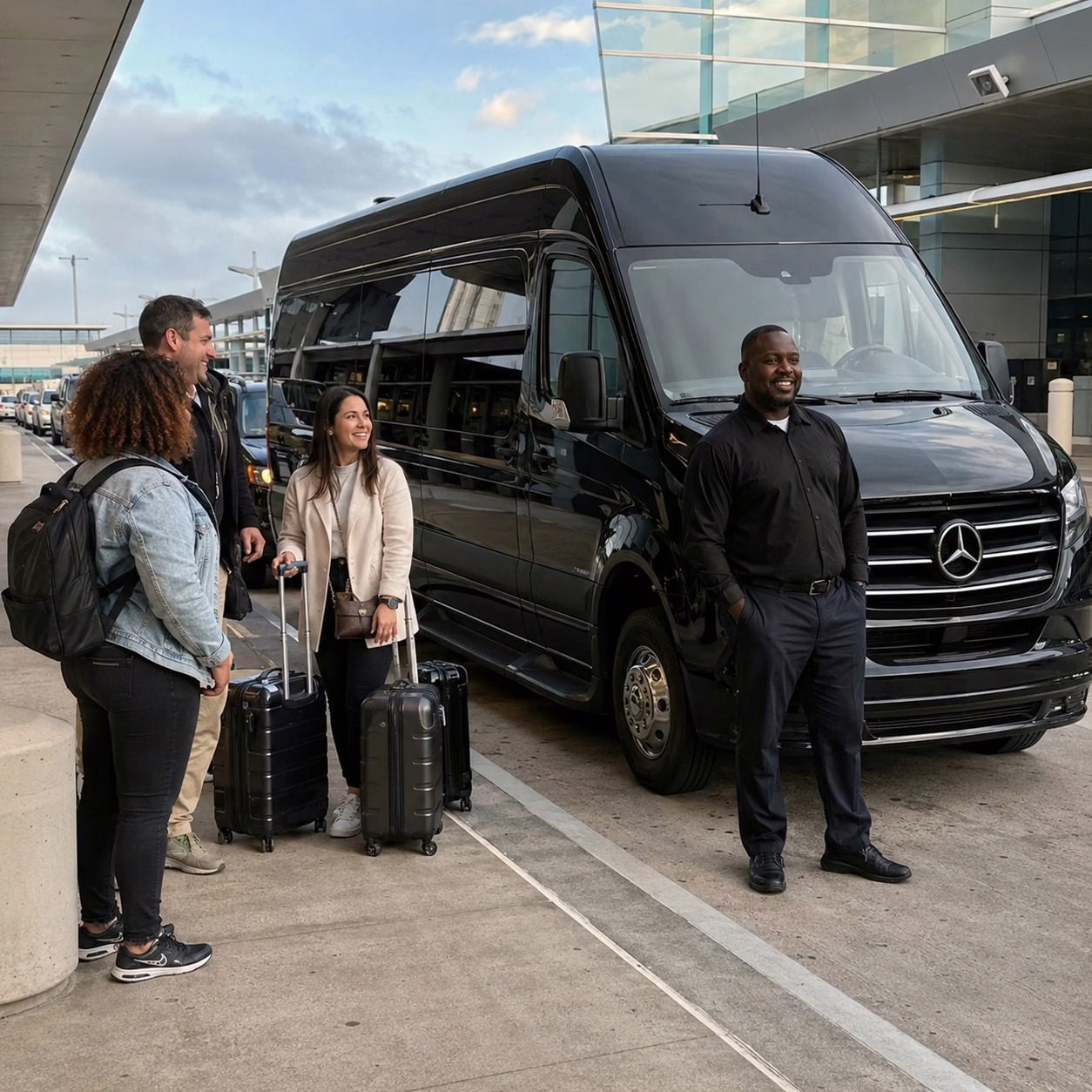 Airport transportation airport transportation sprinter van with driver at airport 2 in Hampton Roads