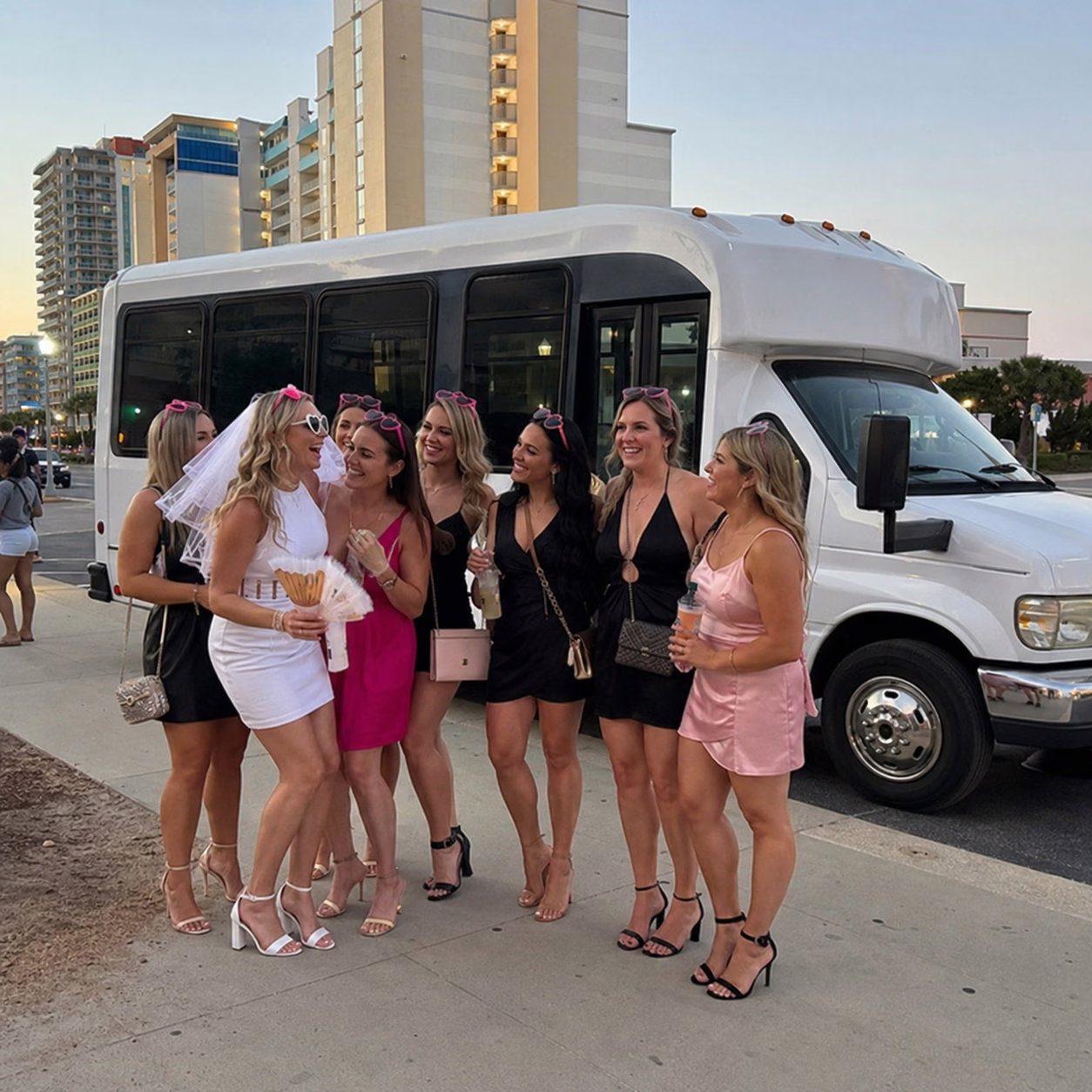 Bachelor bachelorette party bus bachelorette party bus minibus exterior group bachelorette night in Hampton Roads