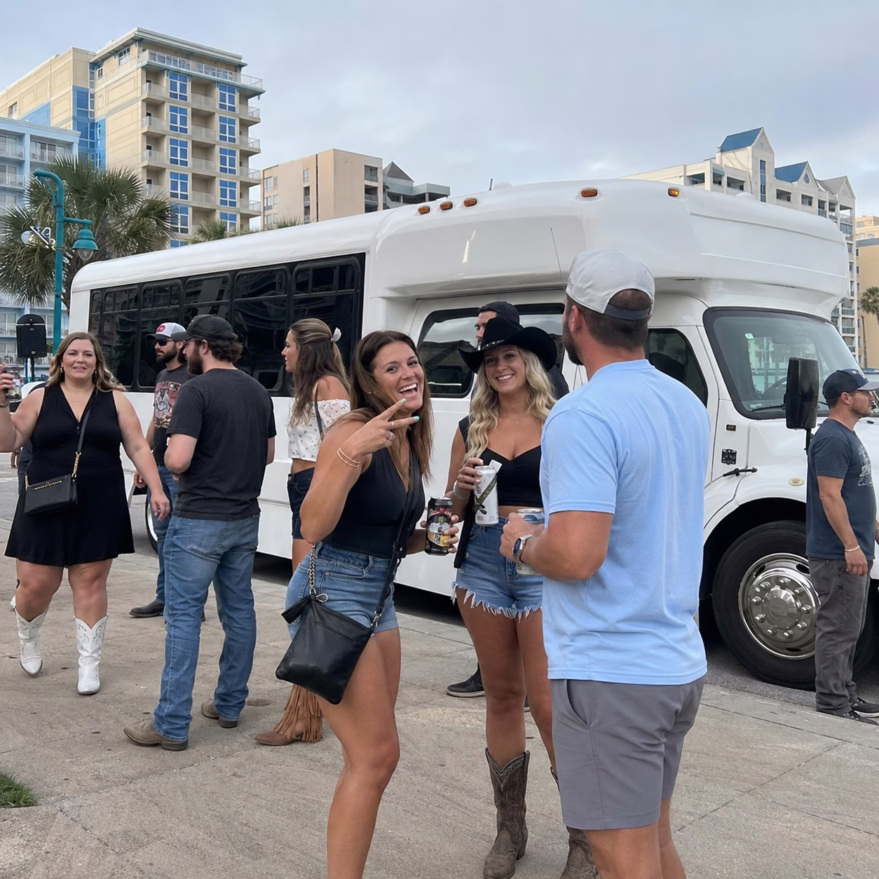 Concert party bus concert party bus minibus exterior group concert night in Hampton Roads
