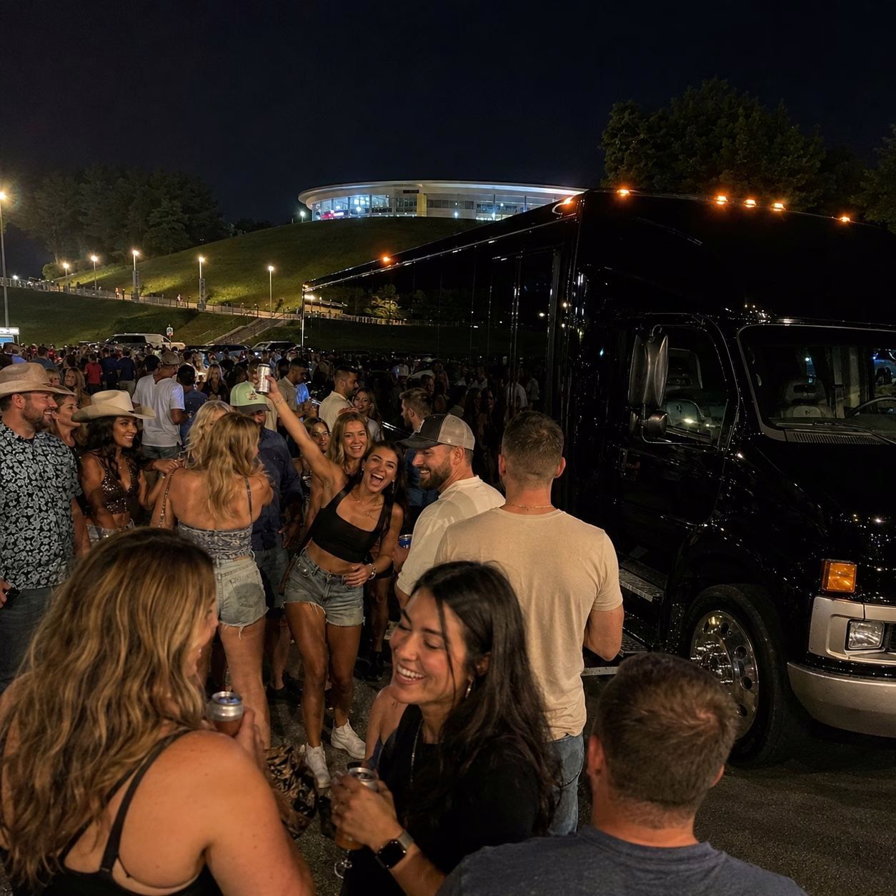 Concert party bus concert party bus party bus exterior group concert night 4 in Hampton Roads
