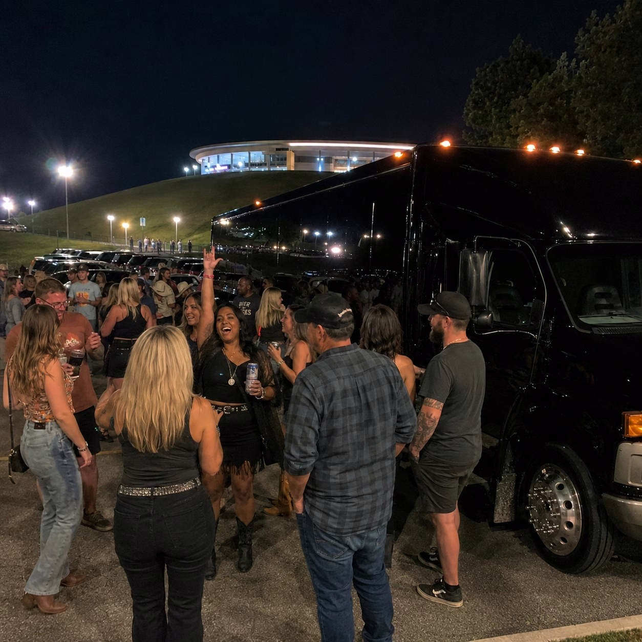 Concert party bus concert party bus party bus exterior group concert night 5 in Hampton Roads