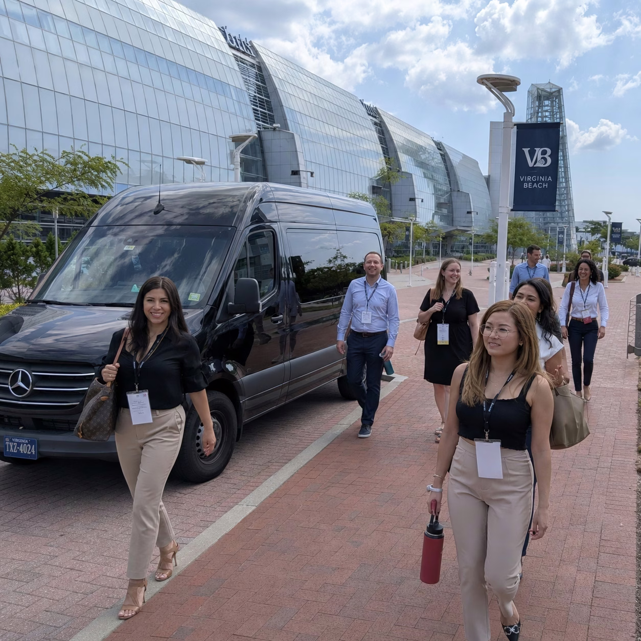 Concert party bus concert party bus sprinter limo exterior group concert night in Hampton Roads