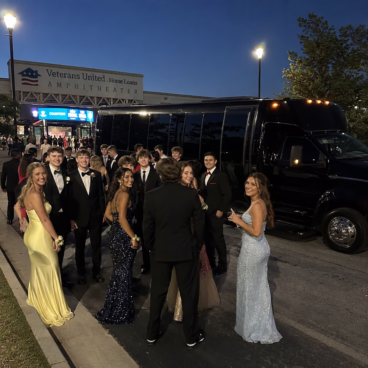 Prom party bus prom party bus party bus exterior group prom night 5 in Hampton Roads