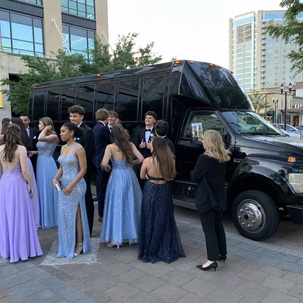 Prom party bus prom party bus party bus exterior group school trip copy in Hampton Roads