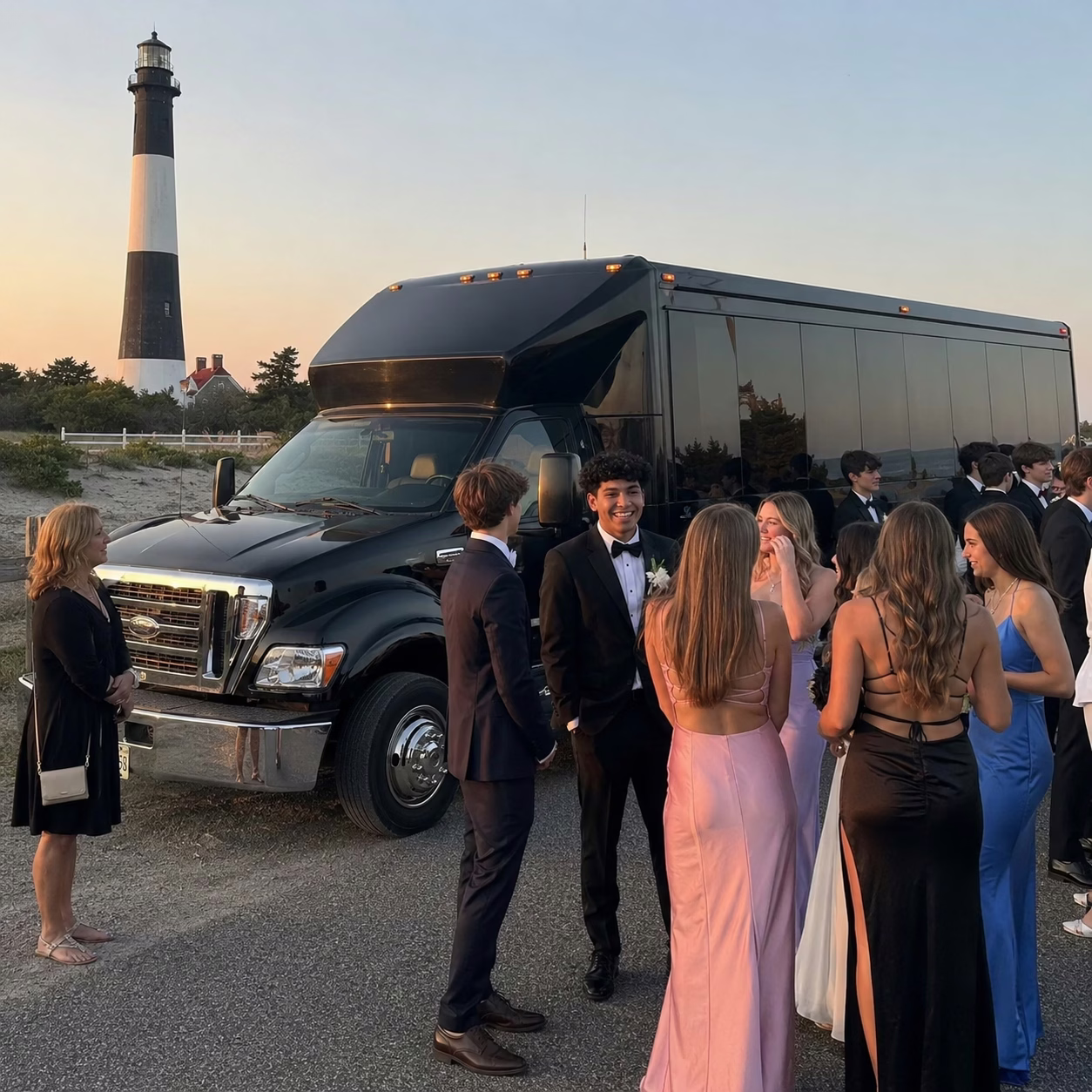 Prom party bus prom party bus party bus exterior group school trip 3 in Hampton Roads
