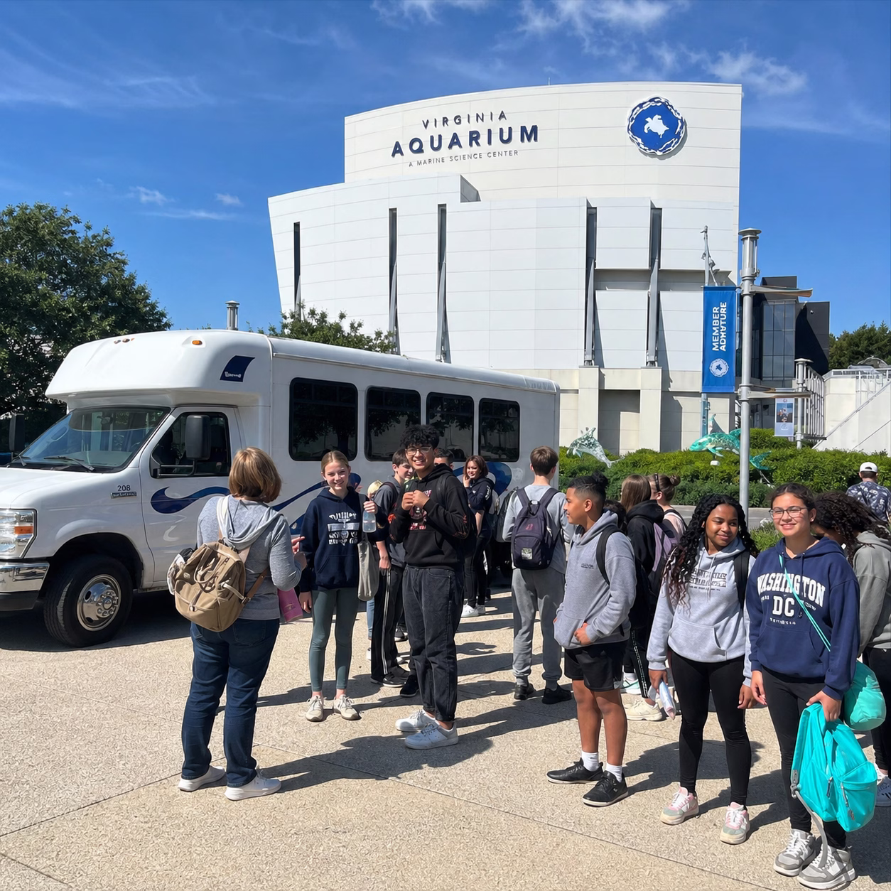 School event bus rental school event bus minibus exterior group field trip in Hampton Roads