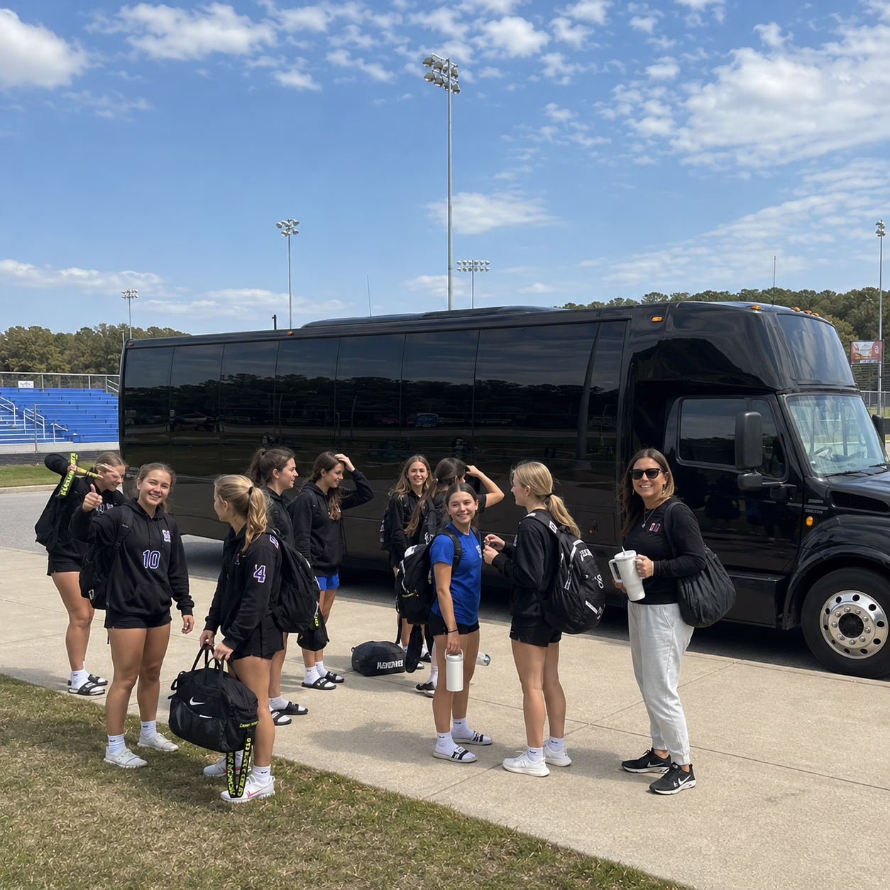 School event bus rental school event bus party bus exterior group 2 in Hampton Roads
