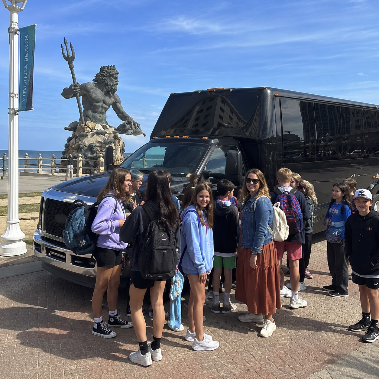 School event bus rental school event bus party bus exterior group field trip in Hampton Roads