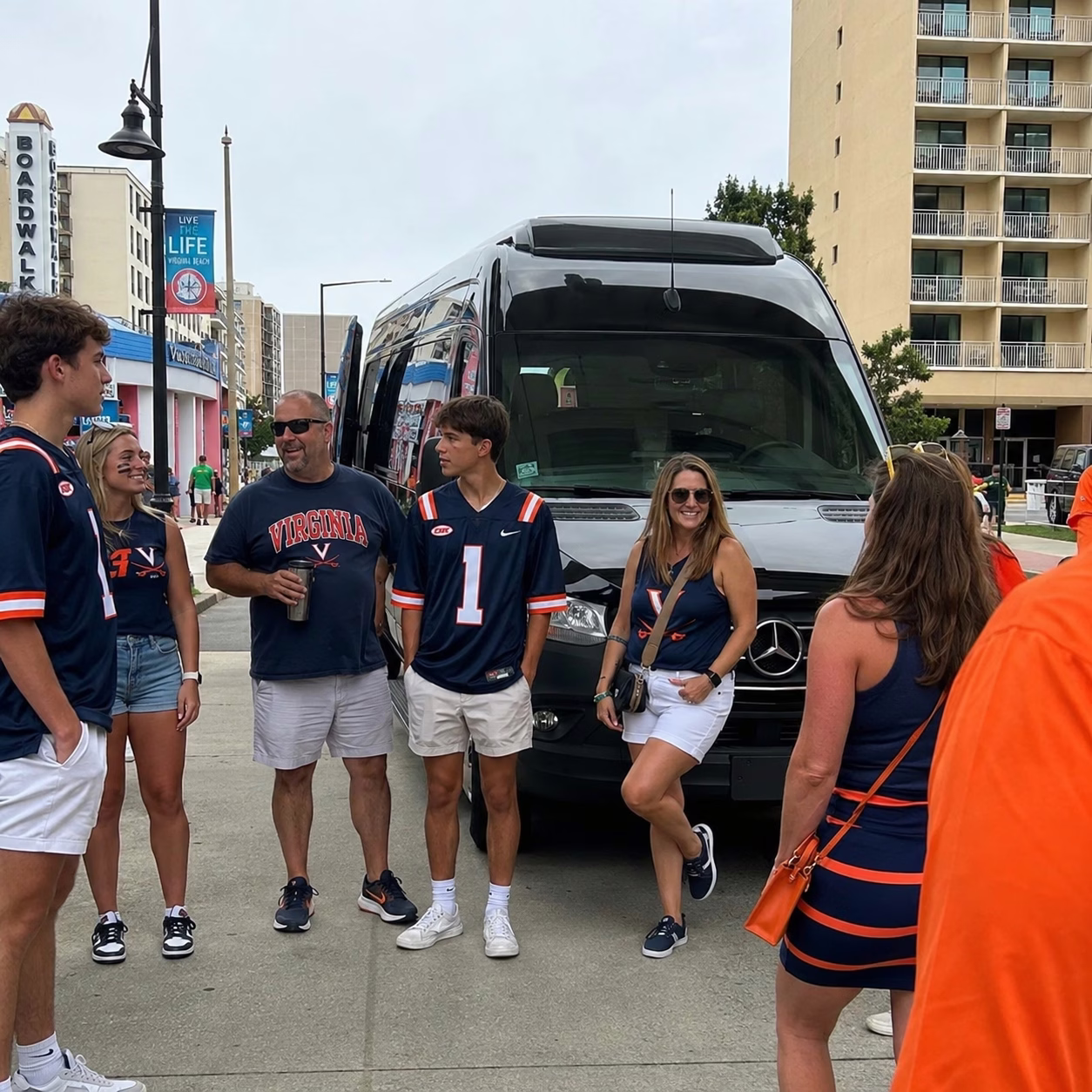 Sporting event party bus sporting event bus party bus bar detail in Hampton Roads