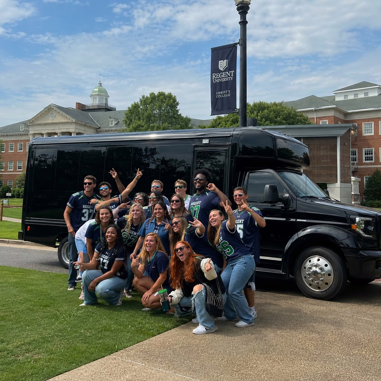 Sporting event party bus sporting event bus party bus exterior group campus visit 2 in Hampton Roads