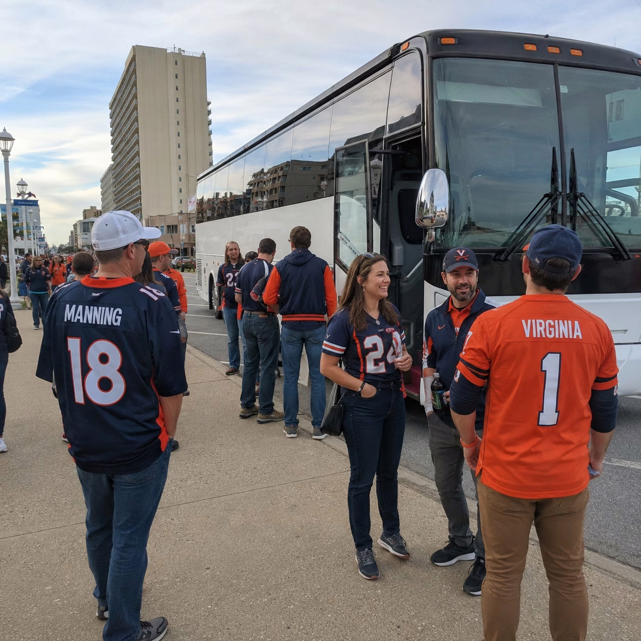 Sporting event party bus sporting event bus party bus interior passengers 2 in Hampton Roads