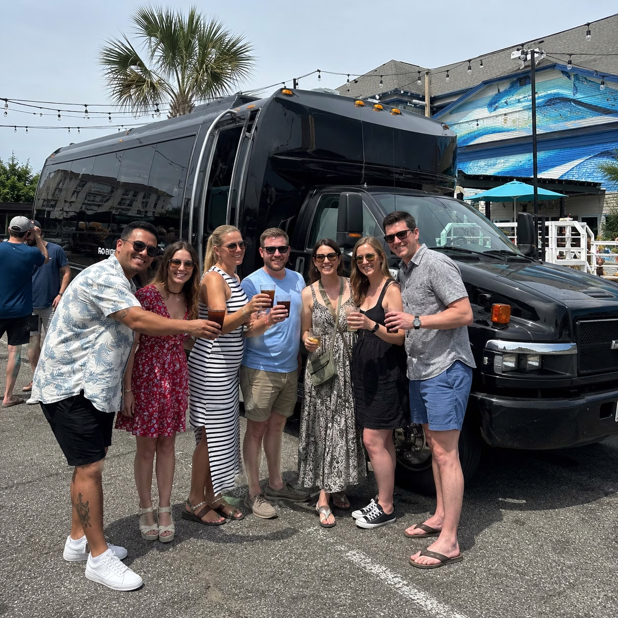 Winery tour pub crawl party bus winery tour party bus party bus exterior group brewery stop 2 in Hampton Roads
